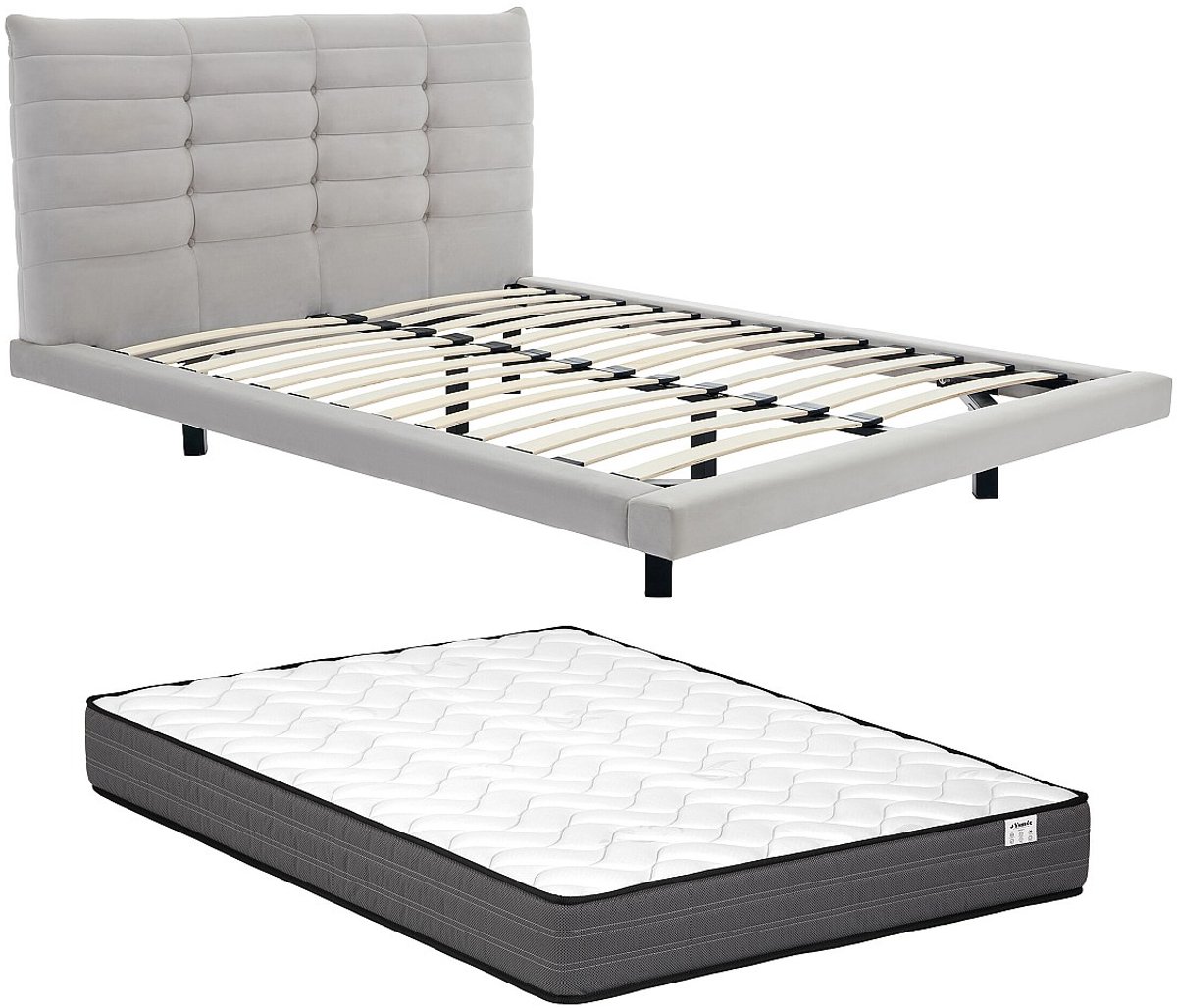 Vente-unique Bedframe stof grijs 180 x 200 cm NISATIO