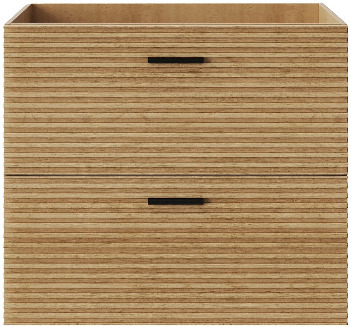 Vente-unique Zwevend wastafelmeubel - 2 lades - kleur: naturel gestreept- 60 cm - SARONE