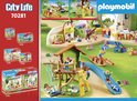 Playmobil City Life speeltuin met speelhuis, klimmuur, glijbaan en schommel.
