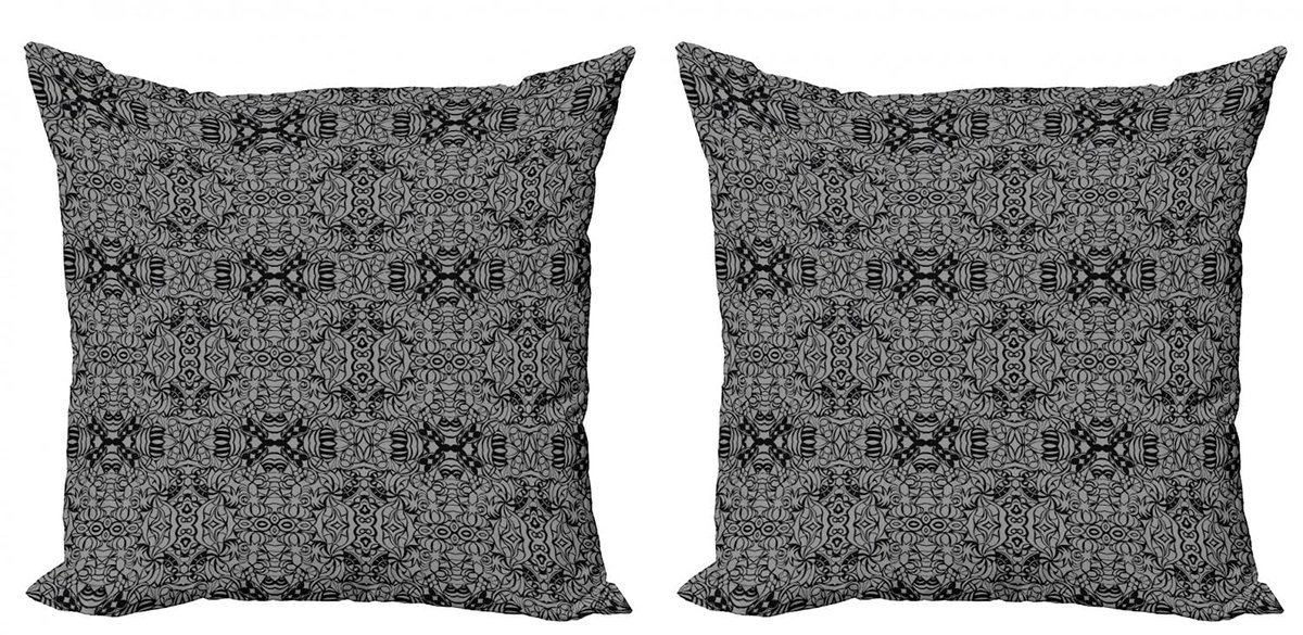 ABAKUHAUS Kussenhoes Set – 2x40x40 cm – Dubbelzijdig digitaal – Pale Grijs Donkergrijs