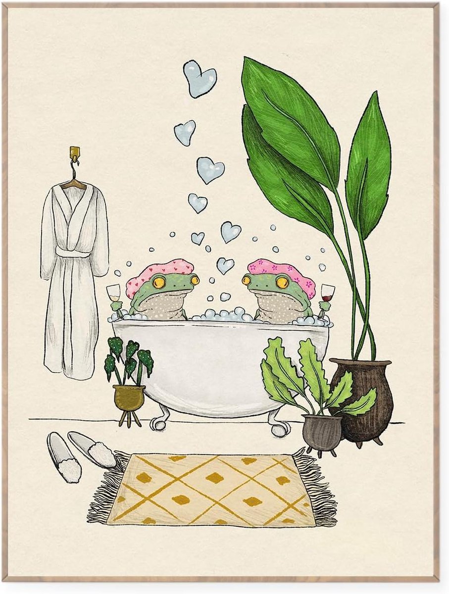 Cosensi - Grappige Kikker Badkamer Wanddecoratie Poster 30x40 cm