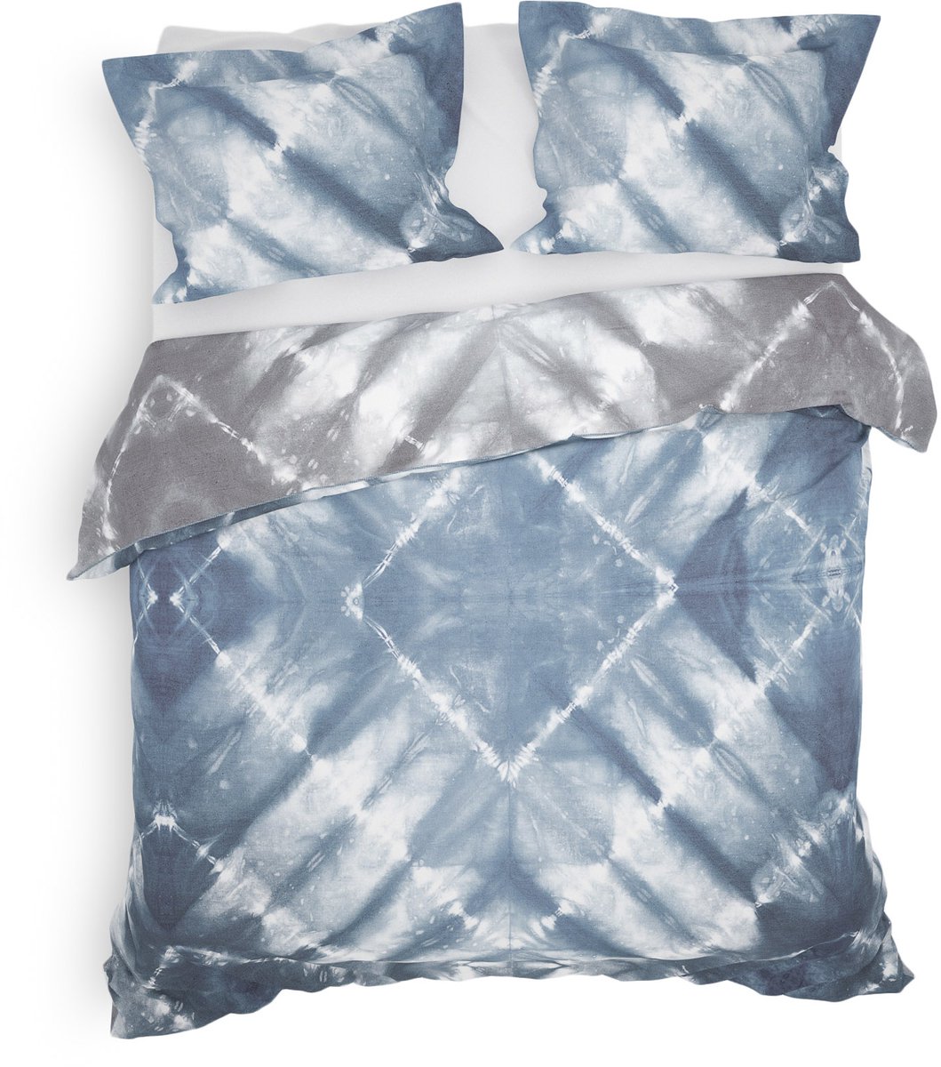 Heckettlane Ellinas Dekbedovertrek - Lits-Jumeaux XL - Dekbedovertrek van 100% Katoen-Satijn - 260x200-220 cm - Blauw