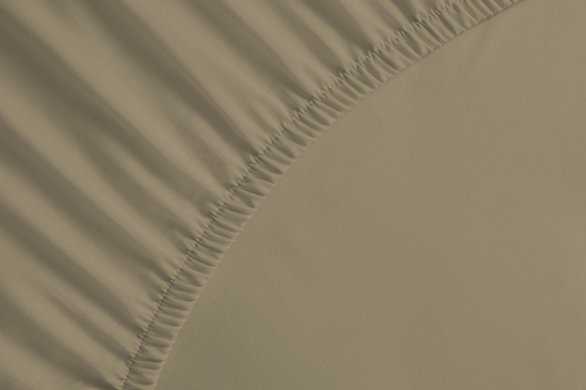 Yellow Hoeslaken Percale - Onderlaken Eenpersoons - 90x210-220 cm - 100% Katoen-Perkal - Natural