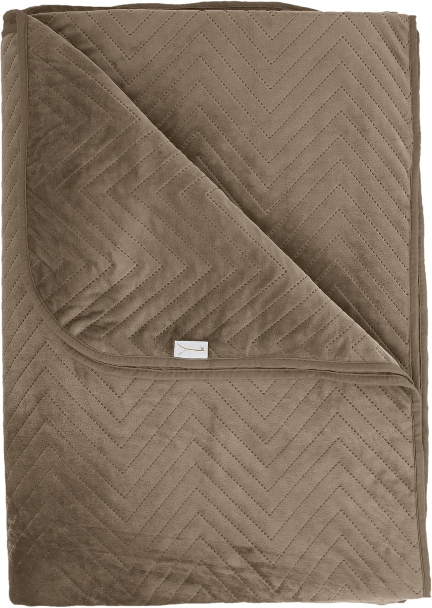 Yellow Bed Sprei Madeline - Bedsprei Eenpersoons - Visgraat patroon - 180x260 cm - Taupe