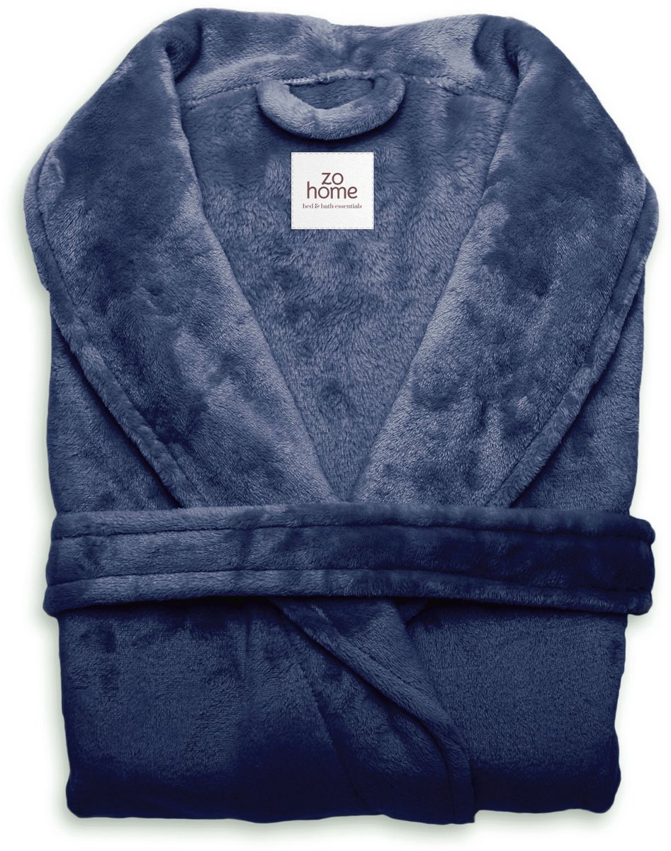 Zohome Badjas Cara - Kamerjas voor Dames en Heren - Maat XL - Ochtendjas - Geschikt voor de Sauna - Blauw