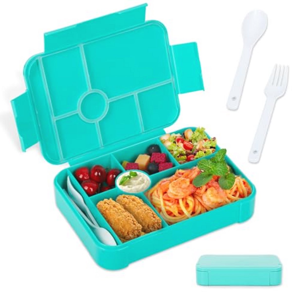 Lunchbox voor Kinderen - 1350 ml Lekvrije Bentobox met Vakken - Magnetron- en Vaatwasmachinebestendig - Groene Snackbox