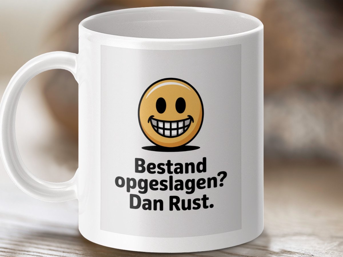 Mok Bestand opgeslagen, Grappige mok, Rust Mok, Smiley Mok, Tekst Mok, Cadeau idee