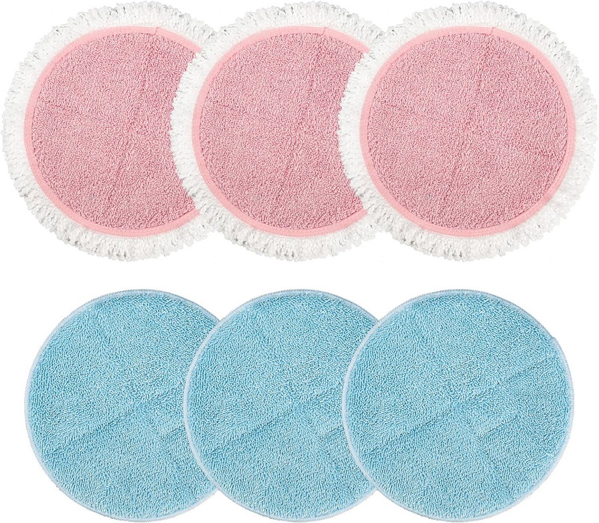Wasbare microvezel dweilpads voor vloeren - 6 stuks, 19 cm in diameter