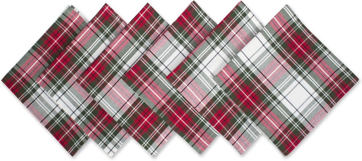 Kerst Eettafel & Keuken Decor, Katoenen Servetten in Rood, Groen en Wit, 20x20 cm