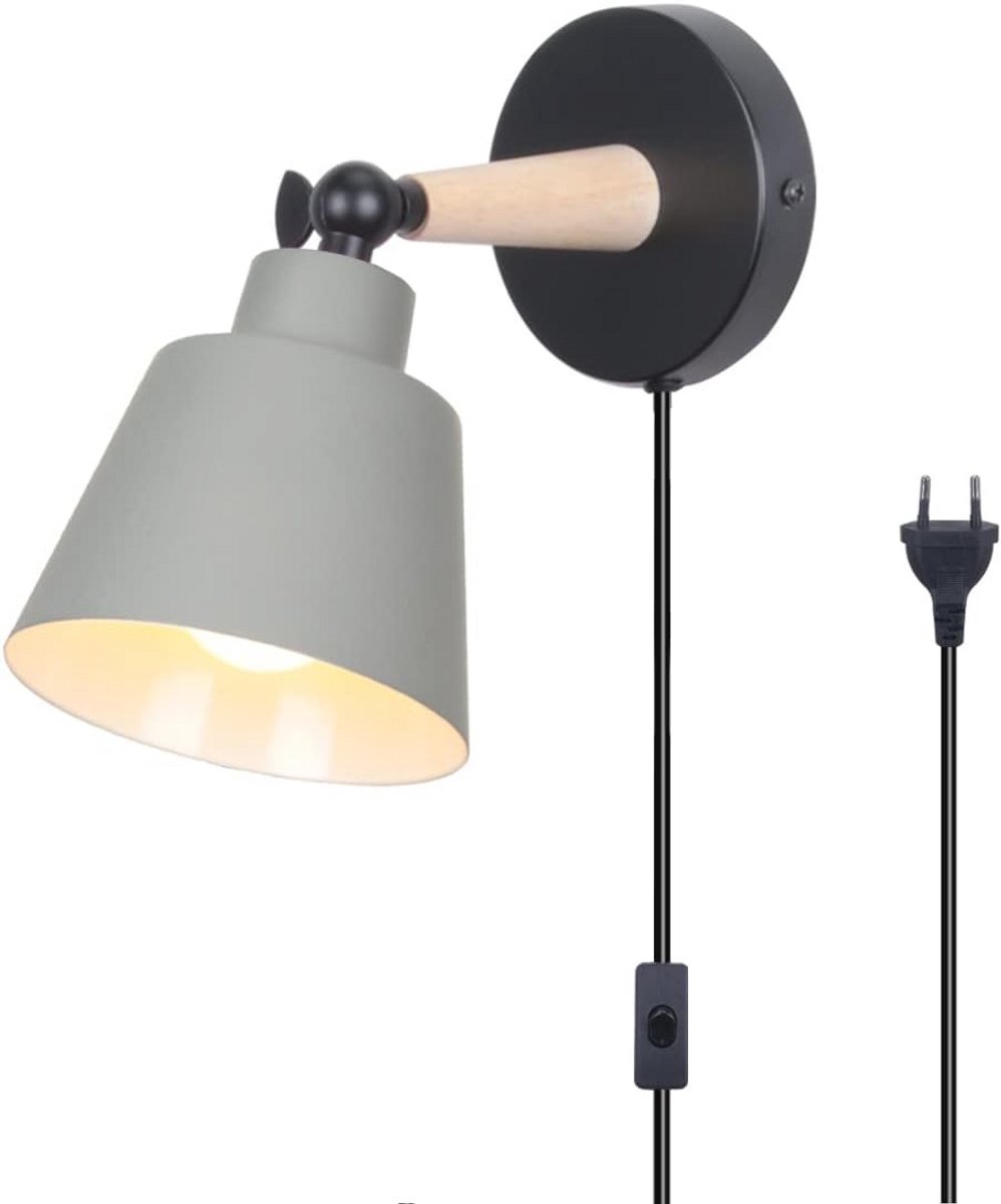 Moderne Wandlamp voor Binnen - Verstelbare Wandenverlichting met Houten en Metalen Elementen