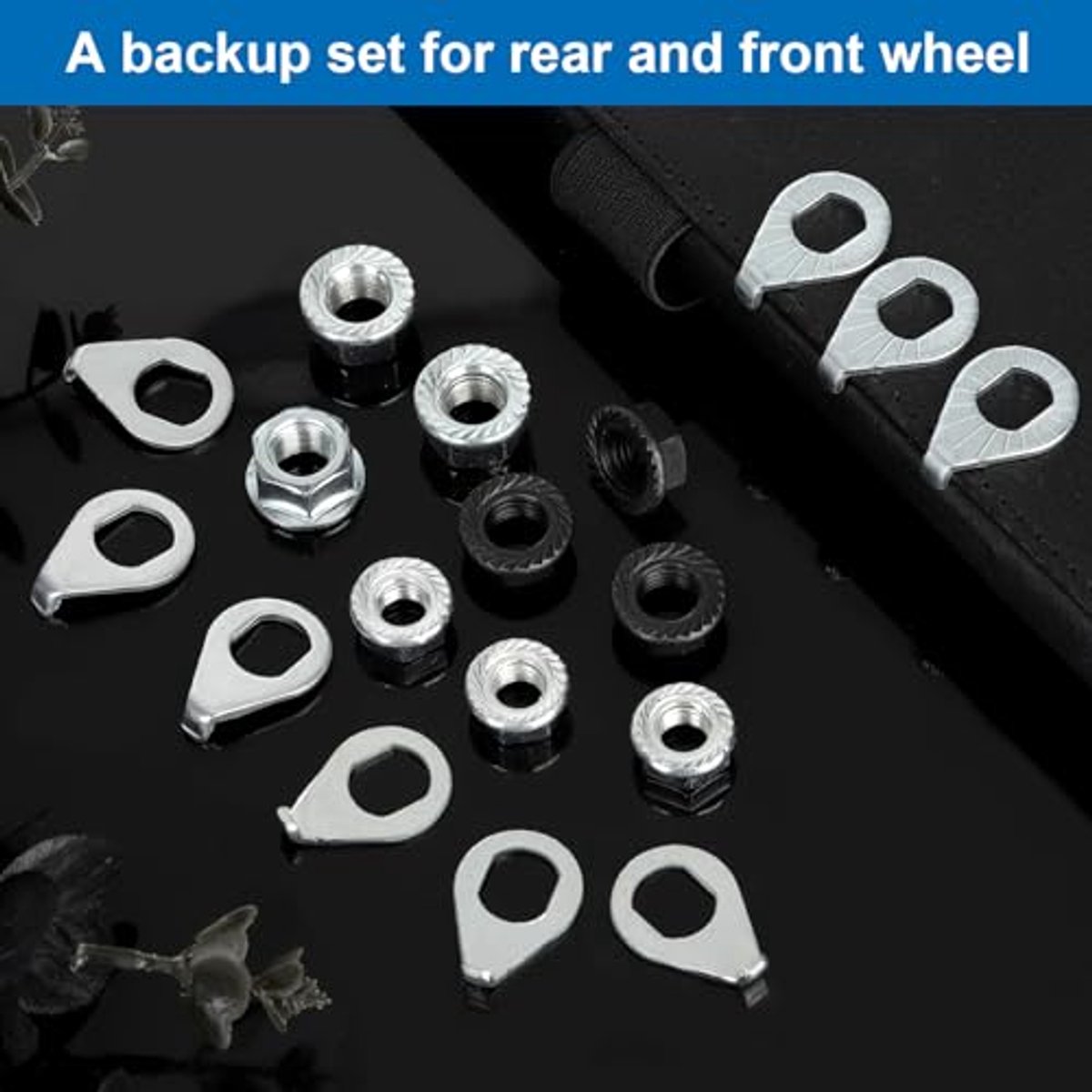 18pcs Bicycle Wheel Axle Nut and Bicycle Hub Safety Ring Set, M8 M9.5 M10 Bicycle Hub Flanged Axle Nut Bicycle Parts for Mountain Bike Front and Rear Wheel Axle thumbnail 6