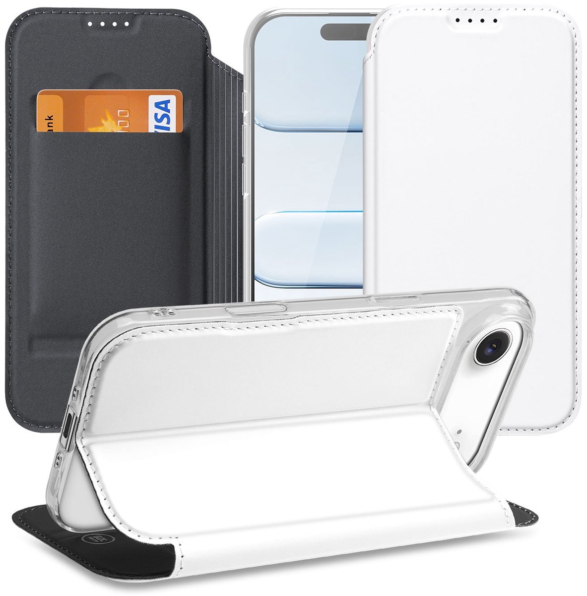 Apple iPhone Air Stand Case Hoesje Wit met Magnetische Sluiting