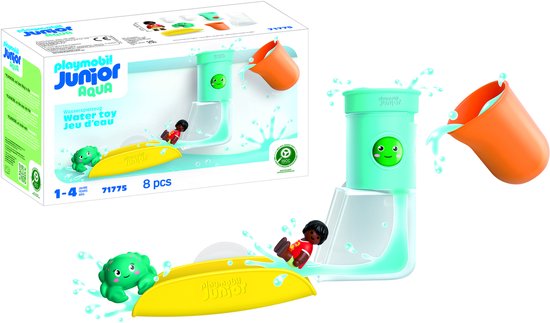 PLAYMOBIL JUNIOR AQUA - Waterval Tank met Glijbaan - Duurzaam Badspeelgoed met Glijbaan en Waterval - 71775