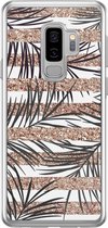 Samsung S9 Plus hoesje siliconen - Rose gold leaves | Samsung Galaxy S9 Plus case | zwart | TPU backcover transparant
