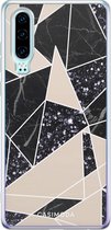Huawei P30 hoesje siliconen - Abstract painted | Huawei P30 case | zwart | TPU backcover transparant