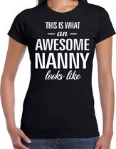 Awesome nanny - geweldige oppas cadeau t-shirt zwart dames - beroepen shirts / verjaardag cadeau XL