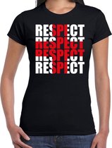 Respect rood kruis t-shirt zwart voor dames L