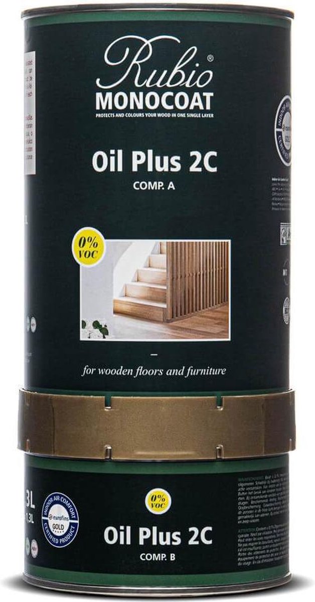 Rubio Monocoat Oil + 2C - comp. A - GOLD / metalen blik 1,3 L Kleur: Pure