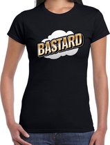 Bastard fun tekst t-shirt voor dames zwart  in 3D effect M