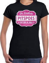 Cadeau t-shirt voor de leukste pitspoes zwart voor dames M