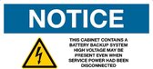 Sticker 'Notice: This cabinet contains a battery backup system' 150 x 75 mm