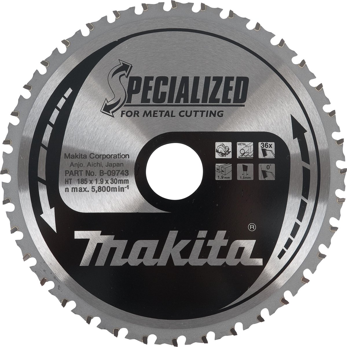 Makita Cirkelzaagblad voor Staal | Specialized | Ø 185mm Asgat 30mm 36T - B-09743