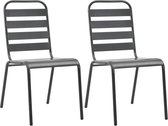 Tuinstoelen stapelbaar 2 st staal grijs