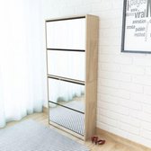 Schoenenkast met 4 spiegels 63x17x134 cm eikenhout