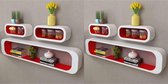 Wandplanken kubus 6 st rood en wit