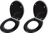 Toiletbril met hard-closedeksel 2 st MDF zwart