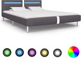 Bedframe met LED kunstleer grijs 160x200 cm