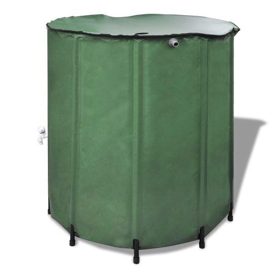 tectake® Regenwatertank voor tuin en camping - Opvouwbare ton - Regenton met deksel en kraan, watertank, regenwateropvangbak, waterton - 750L - groen