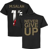 Never Give Up Liverpool M. Salah 11 Gallery T-Shirt - Zwart/ Goud - 3XL
