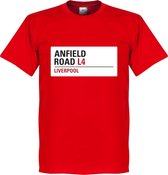 Anfield Road Sign T-Shirt - Rood - M