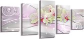 Schilderij - Orchidee Abstract, Roze, 200X100cm, 5luik