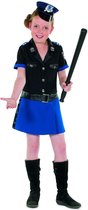 Wilbers & Wilbers - Politie & Detective Kostuum - Politie Agente Emma Flits - Meisje - Blauw, Zwart - Maat 140 - Carnavalskleding - Verkleedkleding