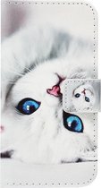 ADEL Kunstleren Book Case Portemonnee Pasjes Hoesje Geschikt voor iPhone 6/ 6S - Katten Wit