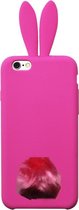 ADEL Siliconen Back Cover Softcase Hoesje Geschikt voor iPhone 6/ 6S - Roze Konijn