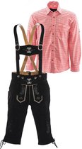Lederhosen set | Top Kwaliteit | Lederhosen set D (zwarte broek + rood overhemd), XL, 54