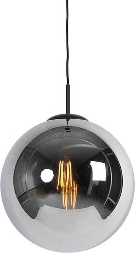 QAZQA pallon - Art Deco Hanglamp - 1 lichts - Ø 30 cm - Chroom - Woonkamer | Slaapkamer | Keuken