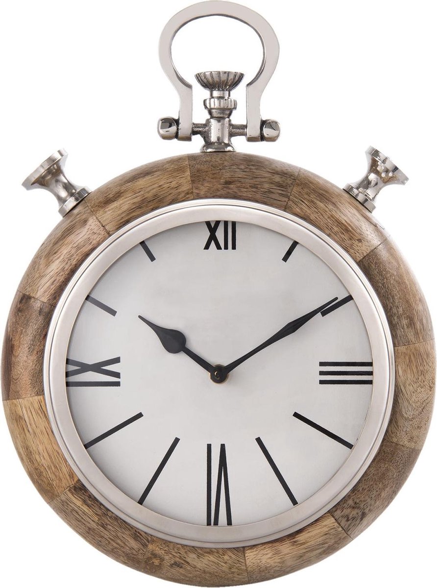 Wandklok 27*9*35 cm / 1*AA Beige Ijzer / glas / hout Rond Muurklok Hangklok