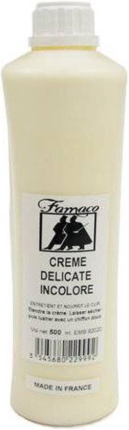Famaco Crème Delicate 500ml - Groothandelsverpakking - zwarte schoenpoets voor mooi leder - goed bruikbaar voor grote oppervlakken.