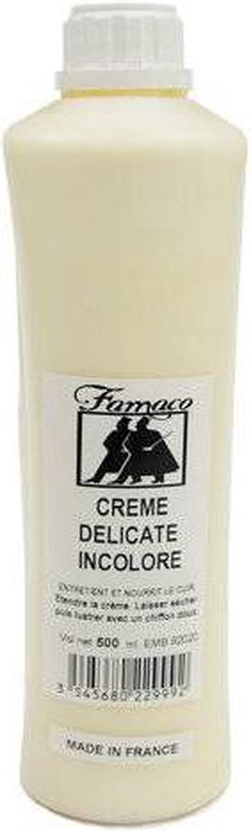 Famaco Crème Delicate 500ml - Groothandelsverpakking - zwarte schoenpoets voor mooi leder - goed bruikbaar voor grote oppervlakken.