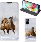 Bookcover Geschikt voor Samsung Galaxy A71 Hoesje maken Paarden