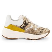 NoGRZ T.Mayne - Leren sneakers dames - Snake - Geel - Maat 36