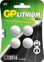 GP Lithium CR2016 knoopcelbatterijen - 4 stuks