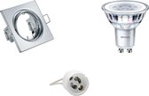 LED Spot Set - GU10 Fitting - Inbouw Vierkant - Glans Chroom - Kantelbaar 80mm - Philips - CorePro 830 36D - 4W - Warm Wit 3000K - Dimbaar - BSE