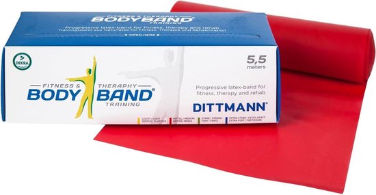 Fitness elastiek 5,5 meter - Medium weerstand - Rood - Body-Band