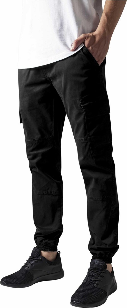 Urban Classics Washed Cargo Twill Jogging Heren Cargobroeken W36L32 Zwart