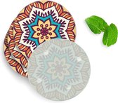 4 Luxe Glazen Onderzetters - Design Mandala Hippie - Rond